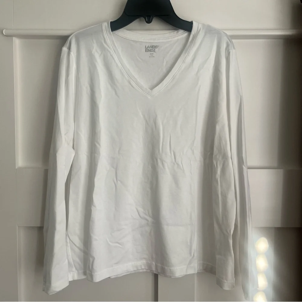 Lands End Long Sleeve Cotton V-neck Tees - Picture 4 of 10